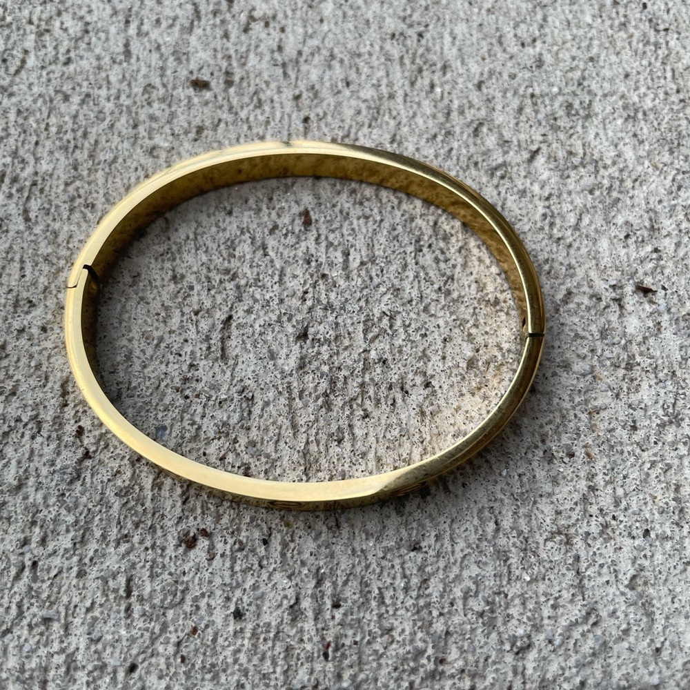 NEW GOLD LOVE BANGLE BRACELET MEDIUM MODEL STYLE SCREW MOTIF ELEGANT BRACELET - Picture 13 of 17